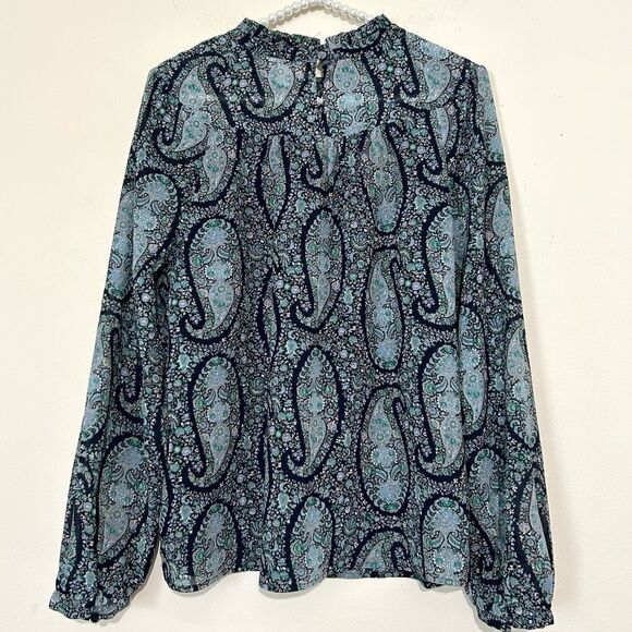 J. Crew Paisley Printed Smock Long Sleeve Blouson Top SIZE MEDIUM - Picture 6 of 7